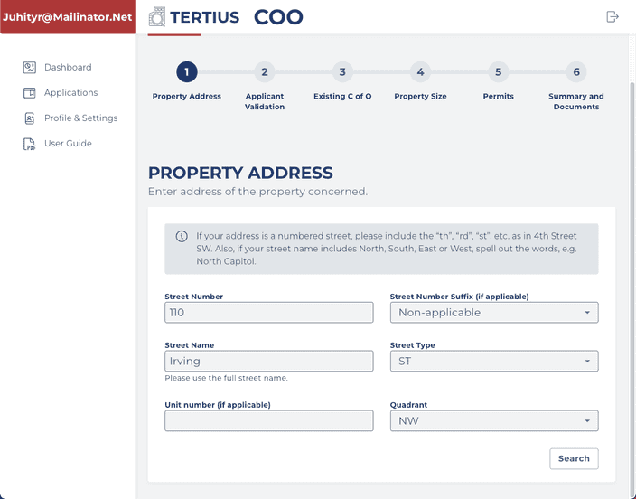 Property address fields