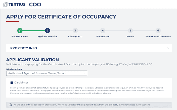 Authorized Agent of Business Owner/Tenant selected