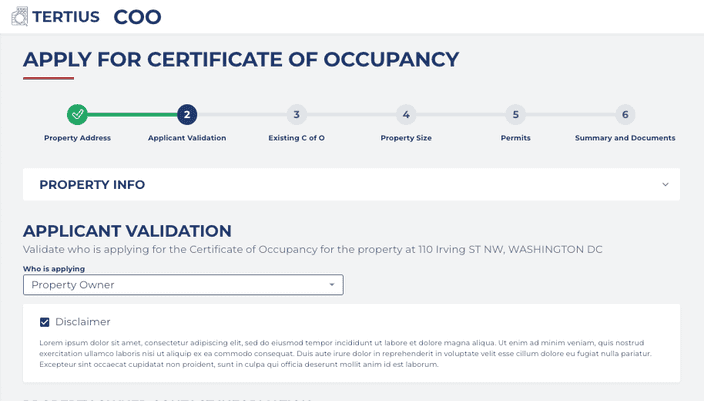 Property owner selected